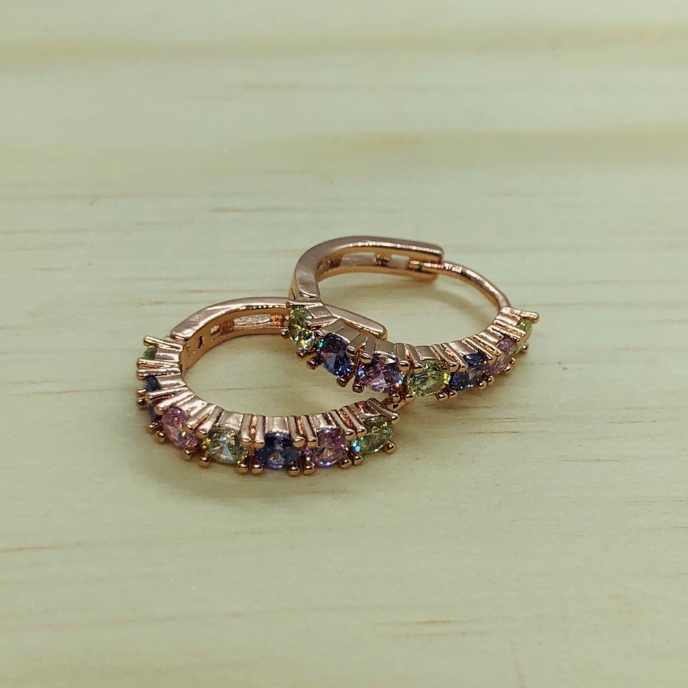 Rose Gold Multicolor Earrings - Picture 2 of 4